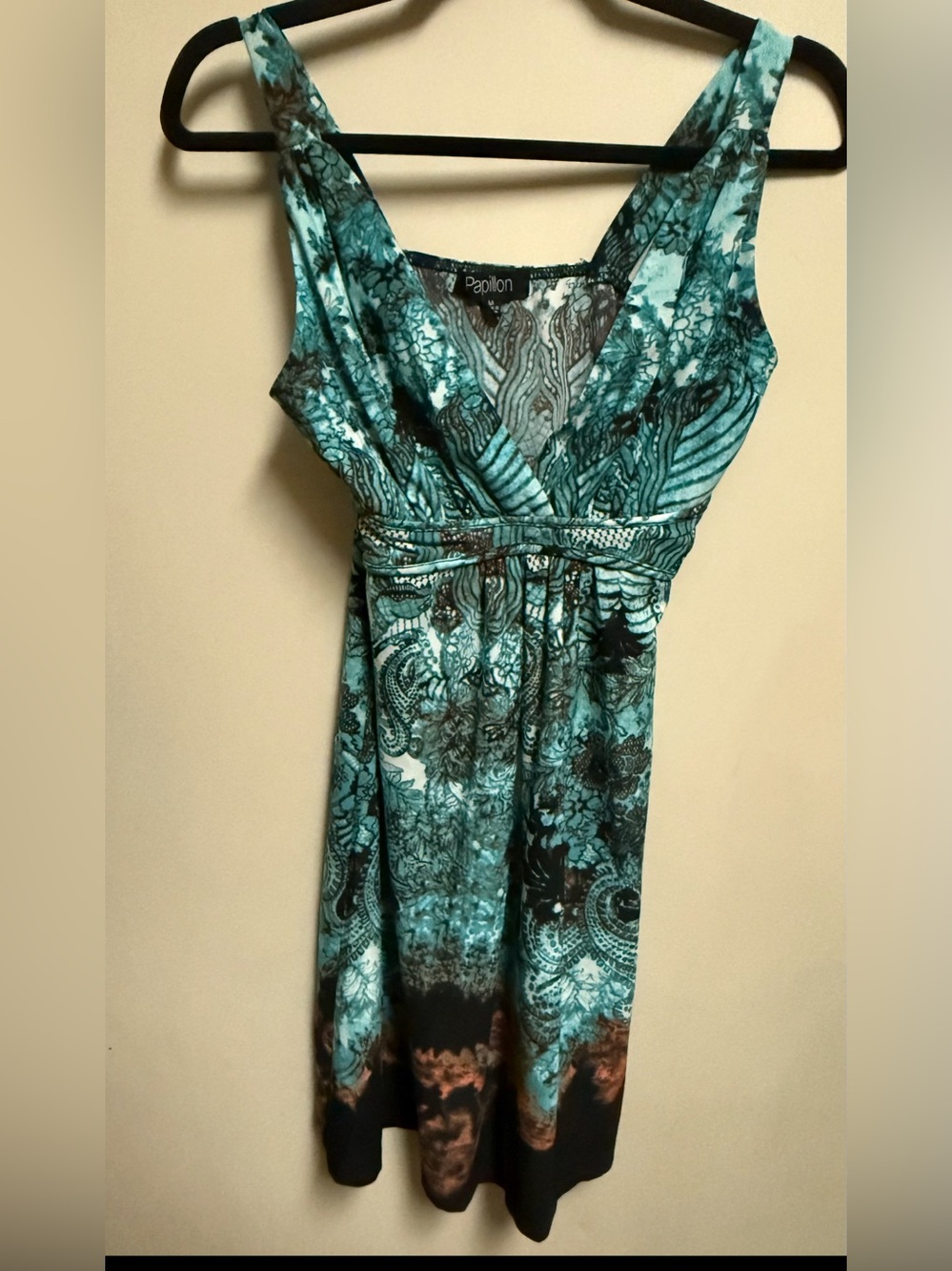 Papillon Blanc Aqua and Black Maxi Dress